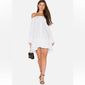 BCBGMAXAZRIA Aiyana Off The Shoulder Dress In White NWT
